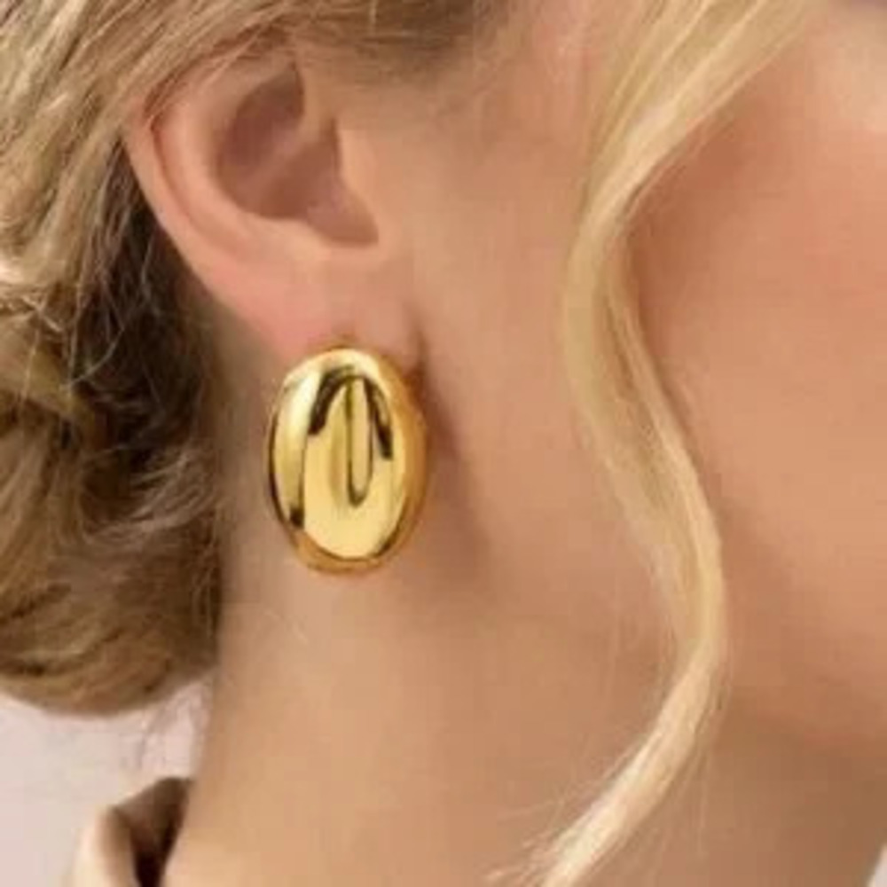 Chic Gold Puffy Earrings (9011)